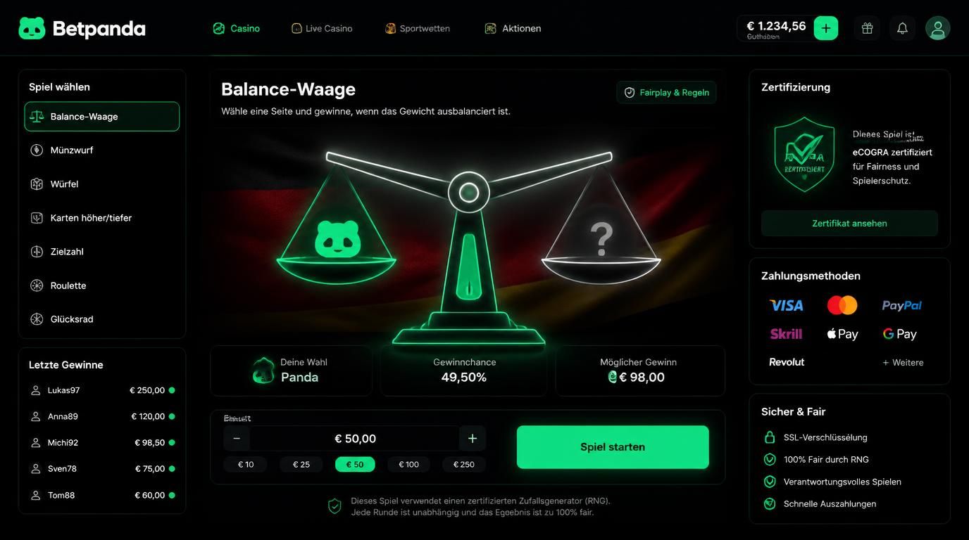 Faire RNG-Spiele und transparente Ein-/Auszahlungen